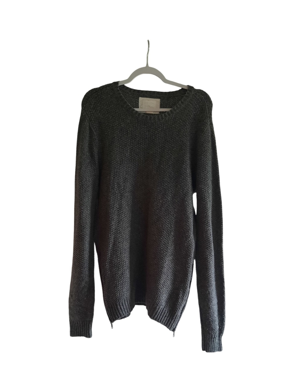 Reign +Storm Charcoal Wool Blend Scoop Neck Knit Sweater